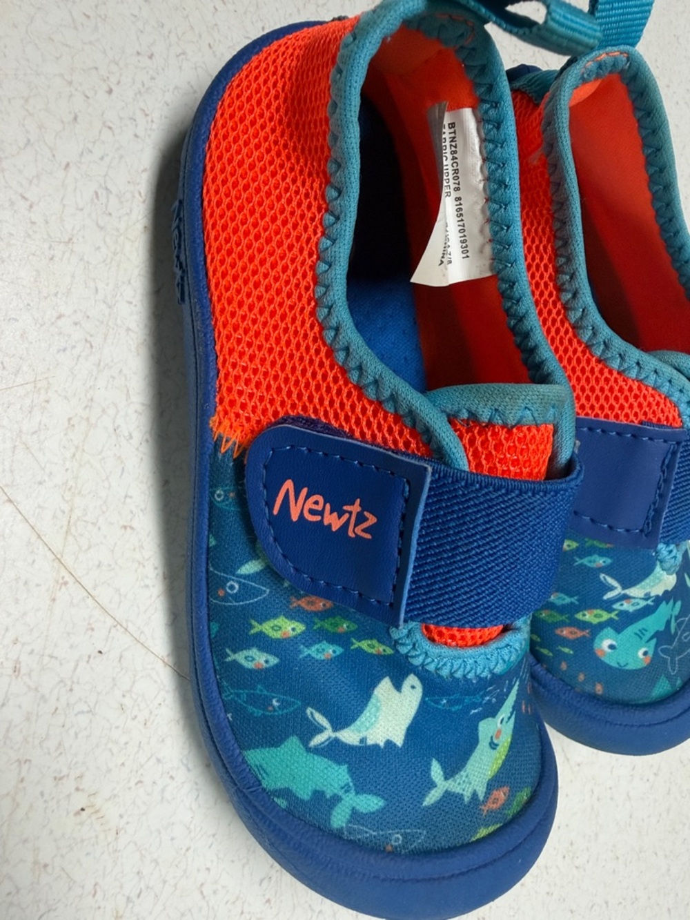Newtz Kids' Blue & Orange Shark Print Water Shoes